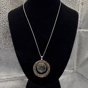 Elegant Silver and Moonstone like Pendant Necklace